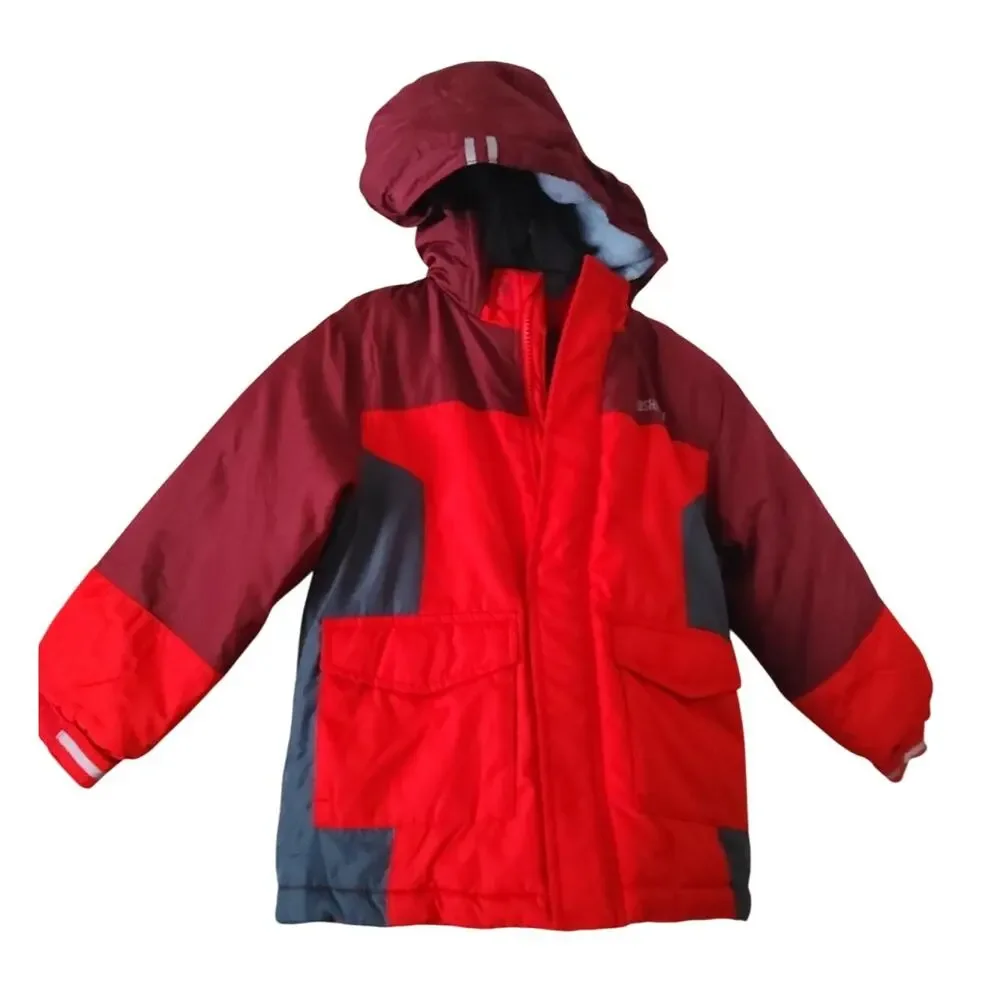 Osh Kosh Boys Jacket Coat Hooded Fleece Inside Red Color Block Sz 5/6
